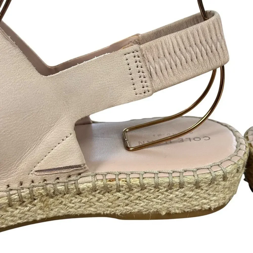 Cole Haan Womens Espadrille Sandals Slingback Pink Shoes Wide Strap Leather 9 B